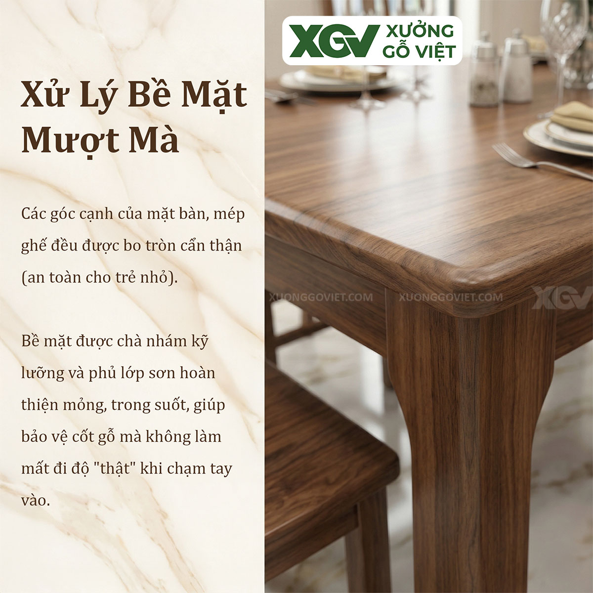 Bộ Bàn Ăn Bo Cạnh Gỗ Óc Chó 6 Ghế Phong Cách Á Đông Hiện Đại