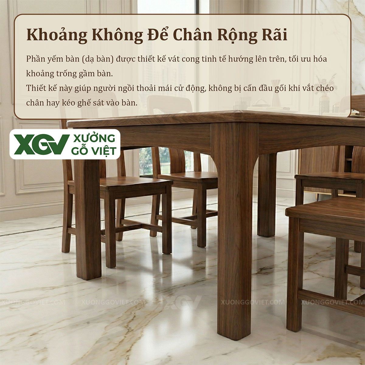 Bộ Bàn Ăn Bo Cạnh Gỗ Óc Chó 6 Ghế Phong Cách Á Đông Hiện Đại