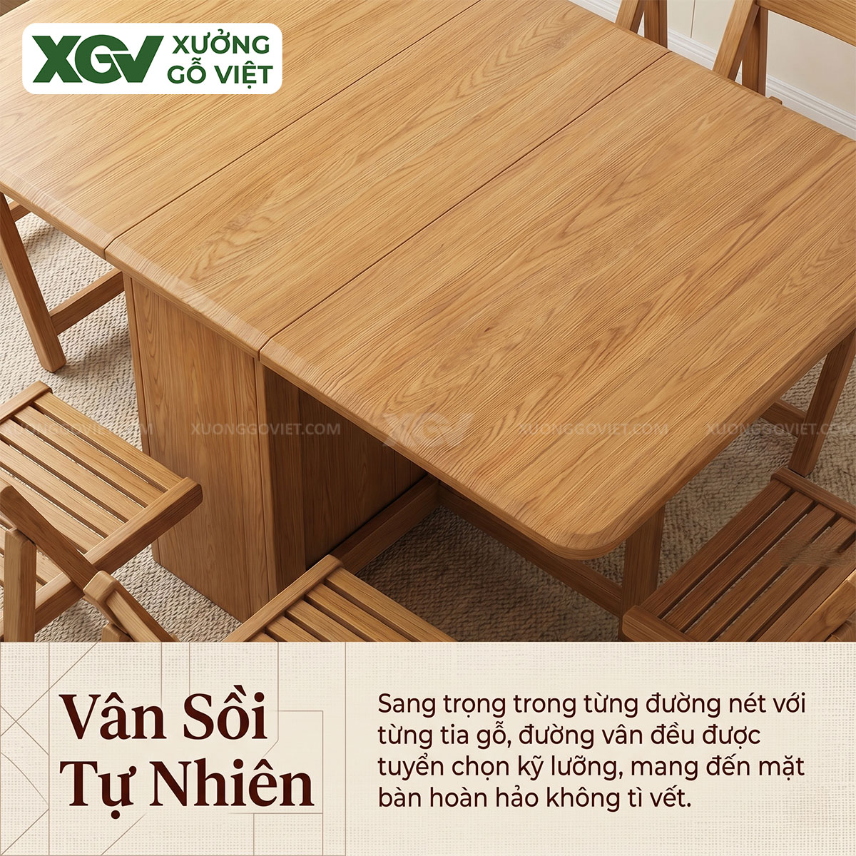 Bộ Bàn Ghế Ăn Gỗ Sồi Thông Minh Gấp Gọn 3 Trong 1 Linh Hoạt
