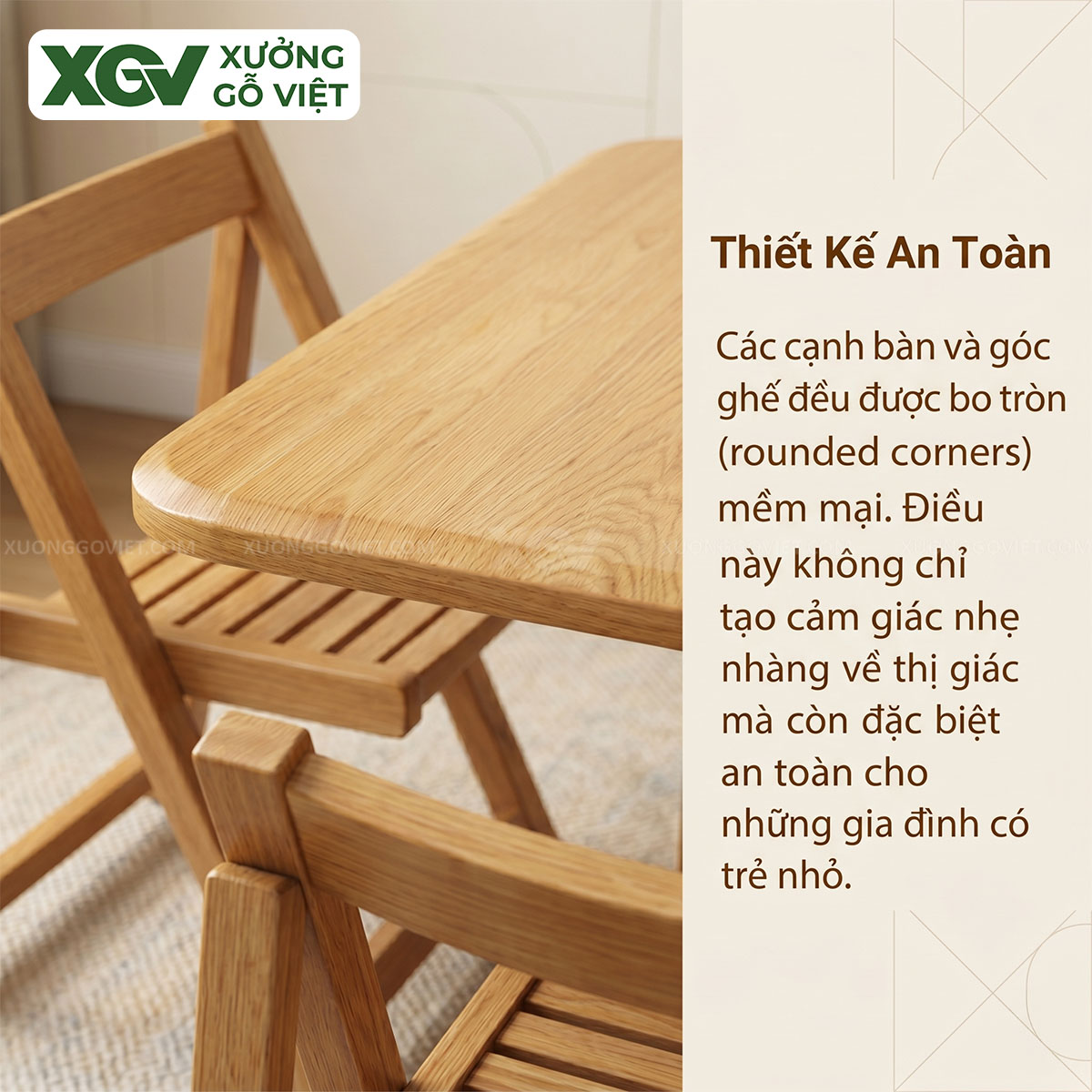 Bộ Bàn Ghế Ăn Gỗ Sồi Thông Minh Gấp Gọn 3 Trong 1 Linh Hoạt