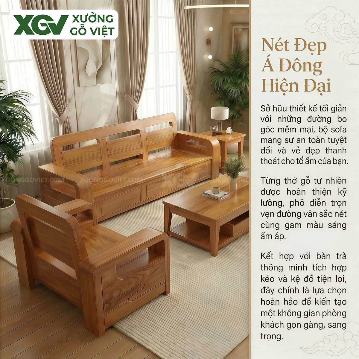 Bộ Sofa Gõ Đỏ Bo Cạnh Tinh Tế Chuẩn Xu Hướng Nội Thất 2026