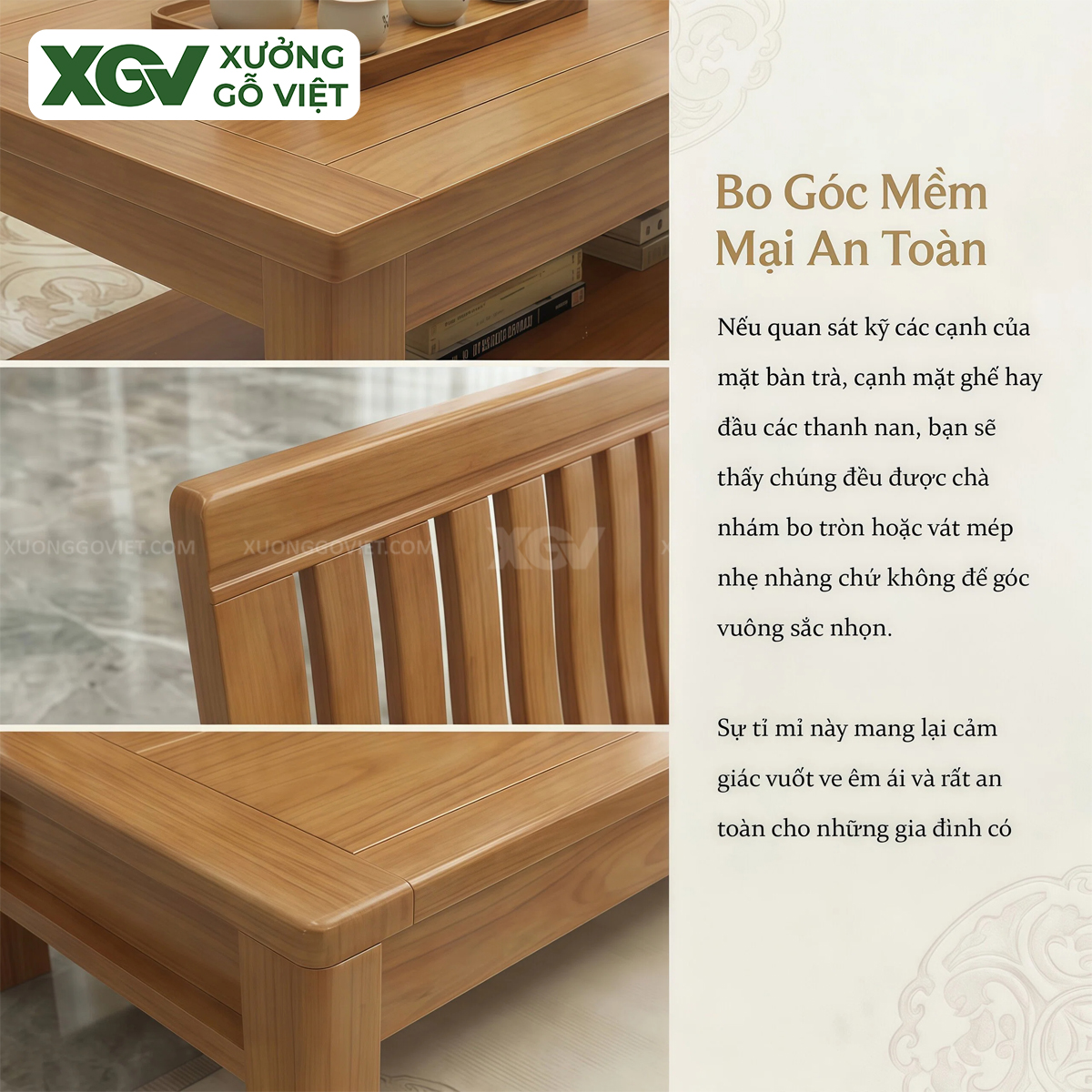 Bộ Sofa Phòng Khách Gỗ Gõ Đỏ Lưng Nan Thanh Lịch