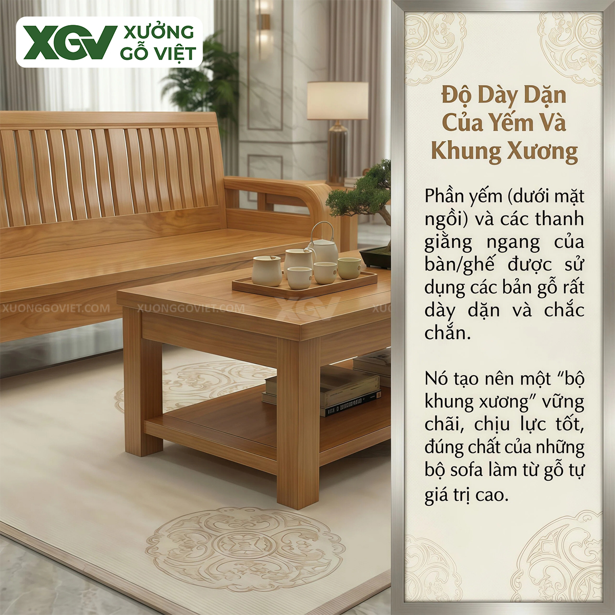 Bộ Sofa Phòng Khách Gỗ Gõ Đỏ Lưng Nan Thanh Lịch