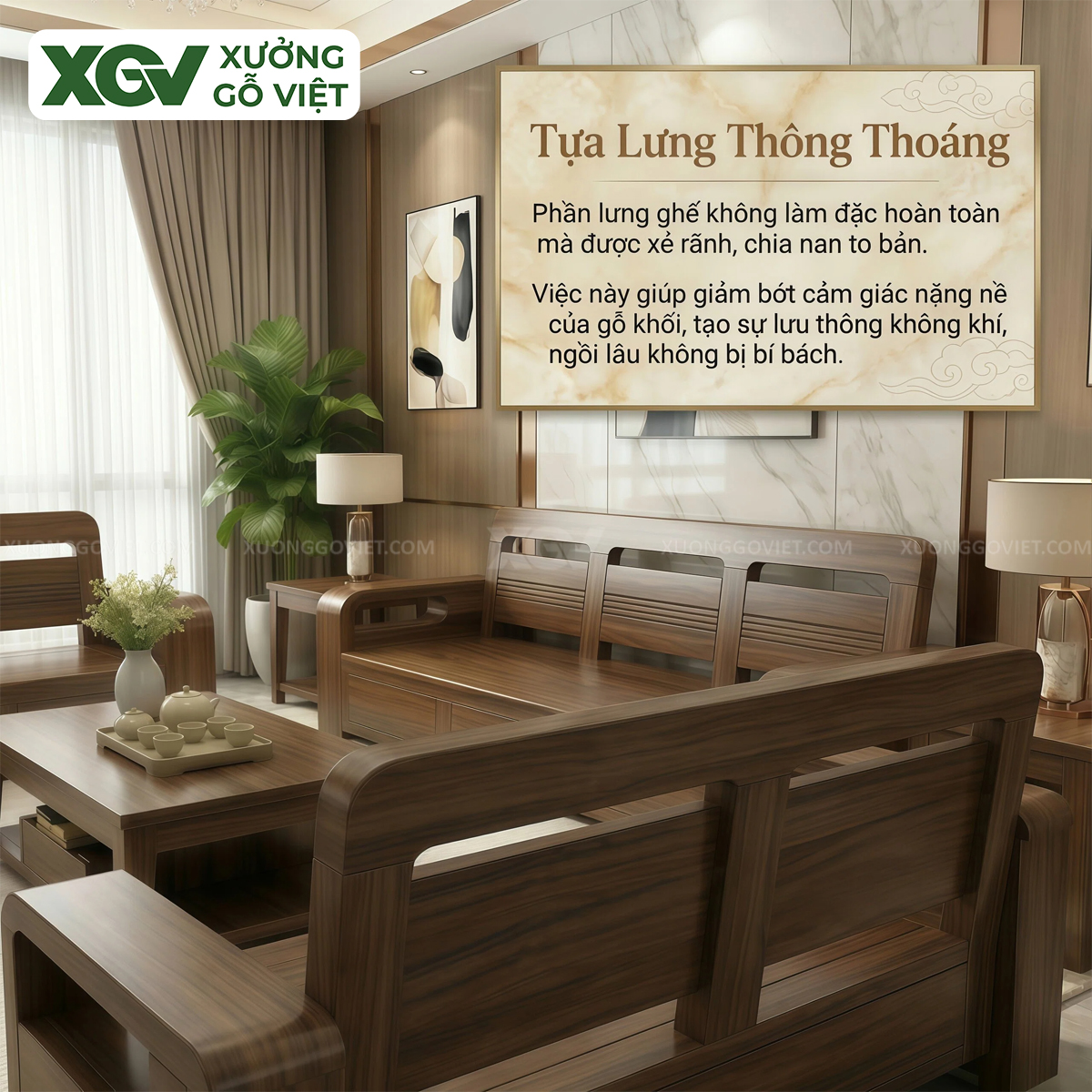 Bộ Sofa Phòng Khách Gỗ Óc Chó Thiết Kế Bo Cong Thời Thượng