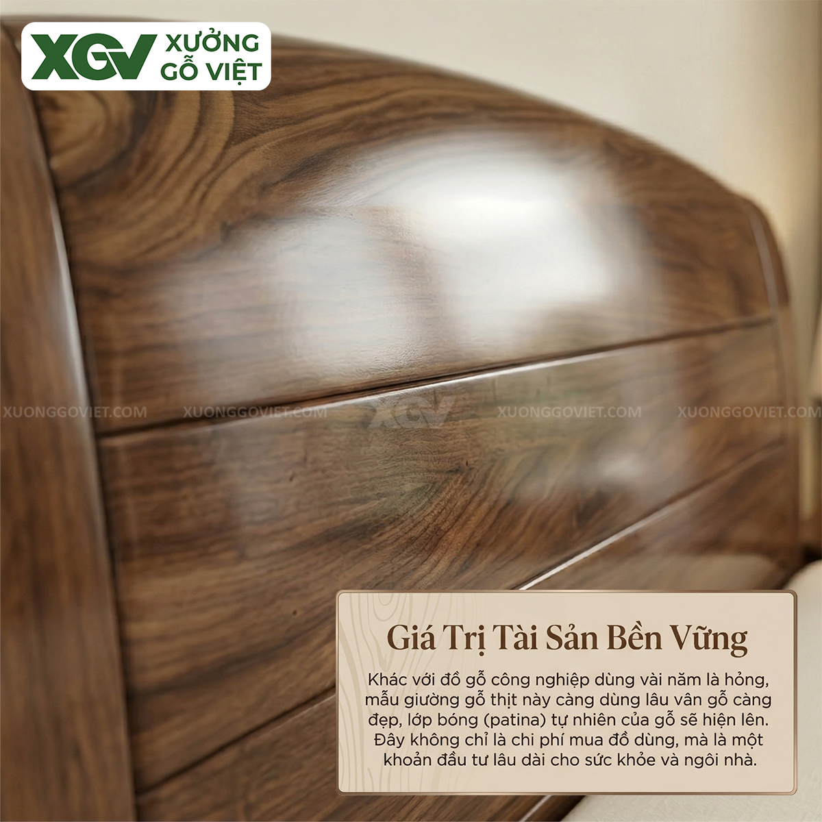 Mẫu Giường Ngủ Gỗ Óc Chó Kiểu Dáng Bề Thế Góc Bo Mềm Mại