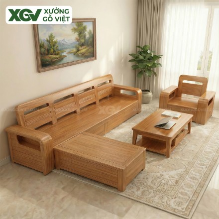Bộ Sofa Gõ Đỏ Bo Cạnh Tinh Tế Chuẩn Xu Hướng Nội Thất 2026
